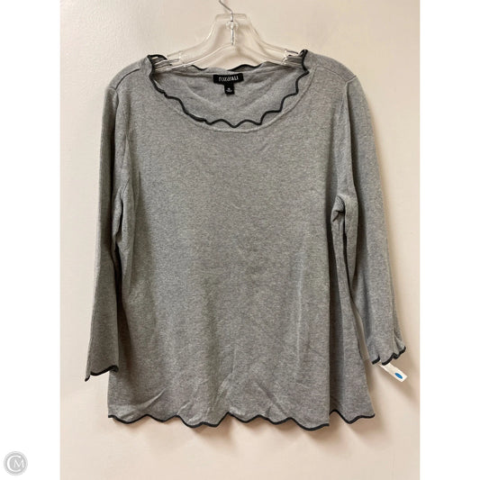 Top 3/4 Sleeve By Roz And Ali In Grey, Size: Xl