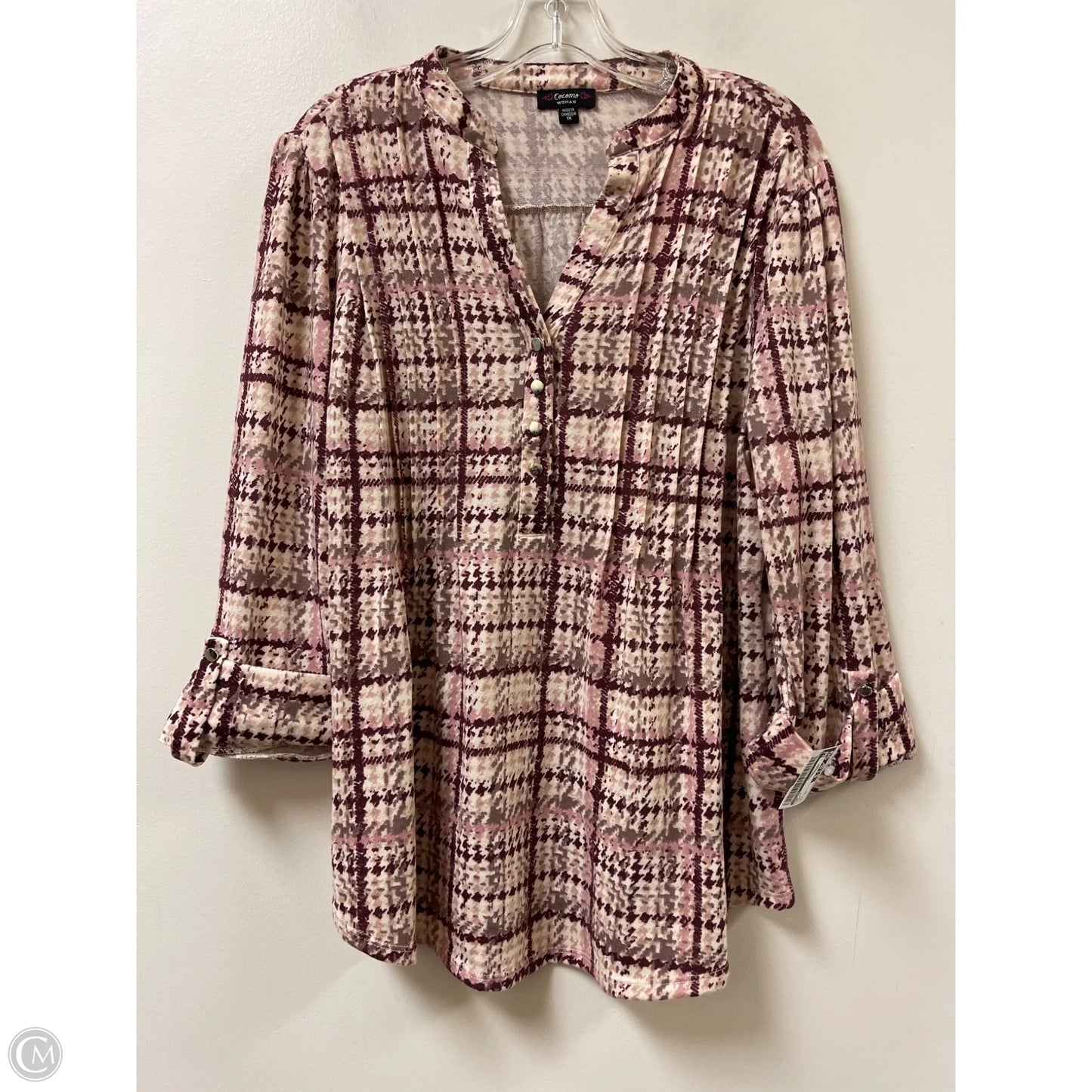 Top Long Sleeve By Cocomo In Pink, Size: 1x