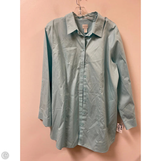 Blouse Long Sleeve By Chicos In Aqua, Size: Xl