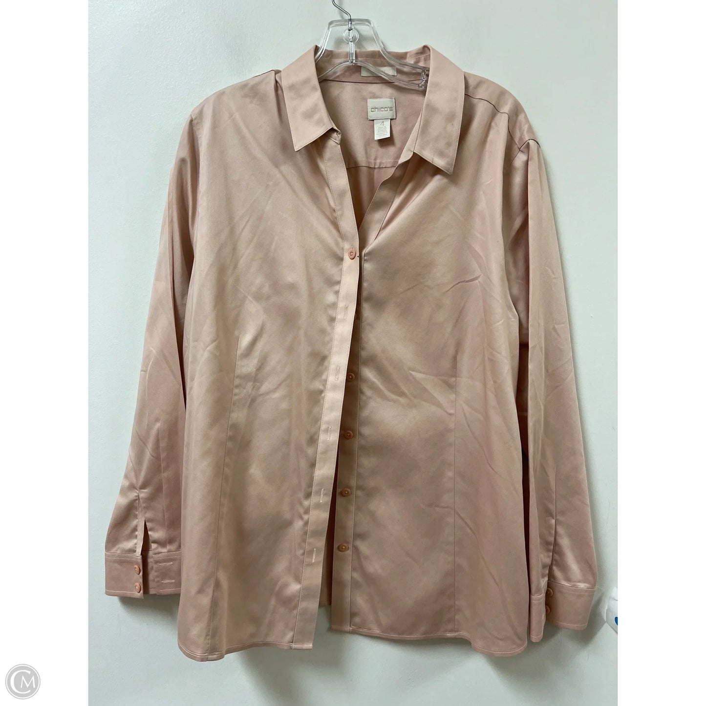 Blouse Long Sleeve By Chicos In Peach, Size: 2x