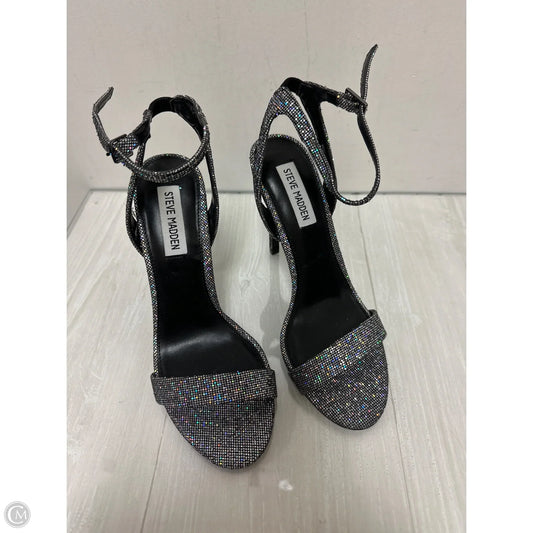 Sandals Heels Stiletto By Steve Madden In Silver, Size: 8.5