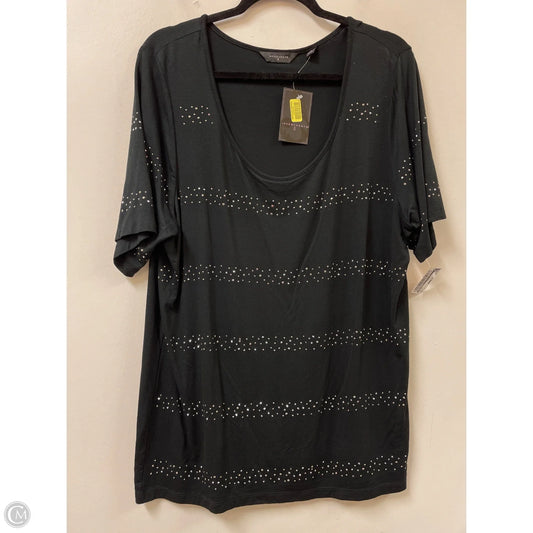 Top Short Sleeve By Investments In Black, Size: 1x