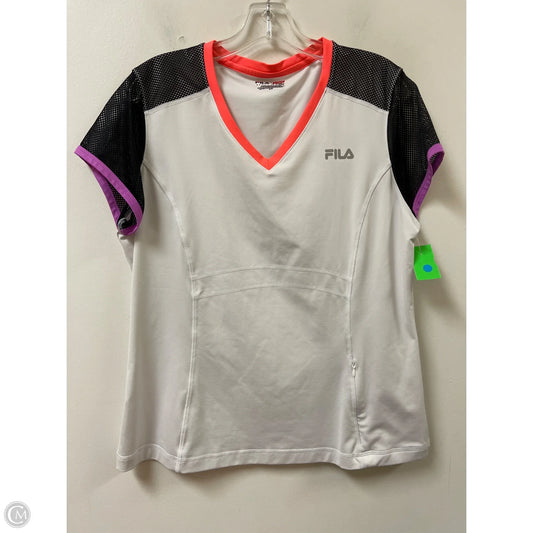 Athletic Top Short Sleeve By Fila In White, Size: Xl