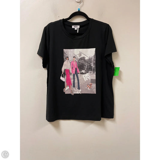 Top Short Sleeve By Dkny In Black, Size: L