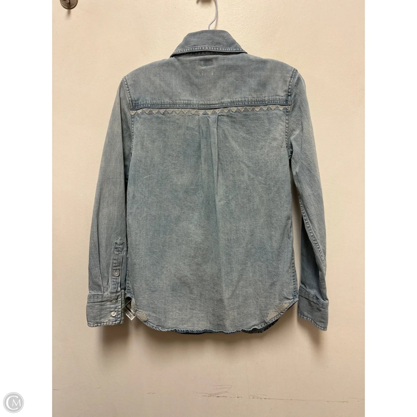 Top Long Sleeve By Faherty In Blue Denim, Size: S