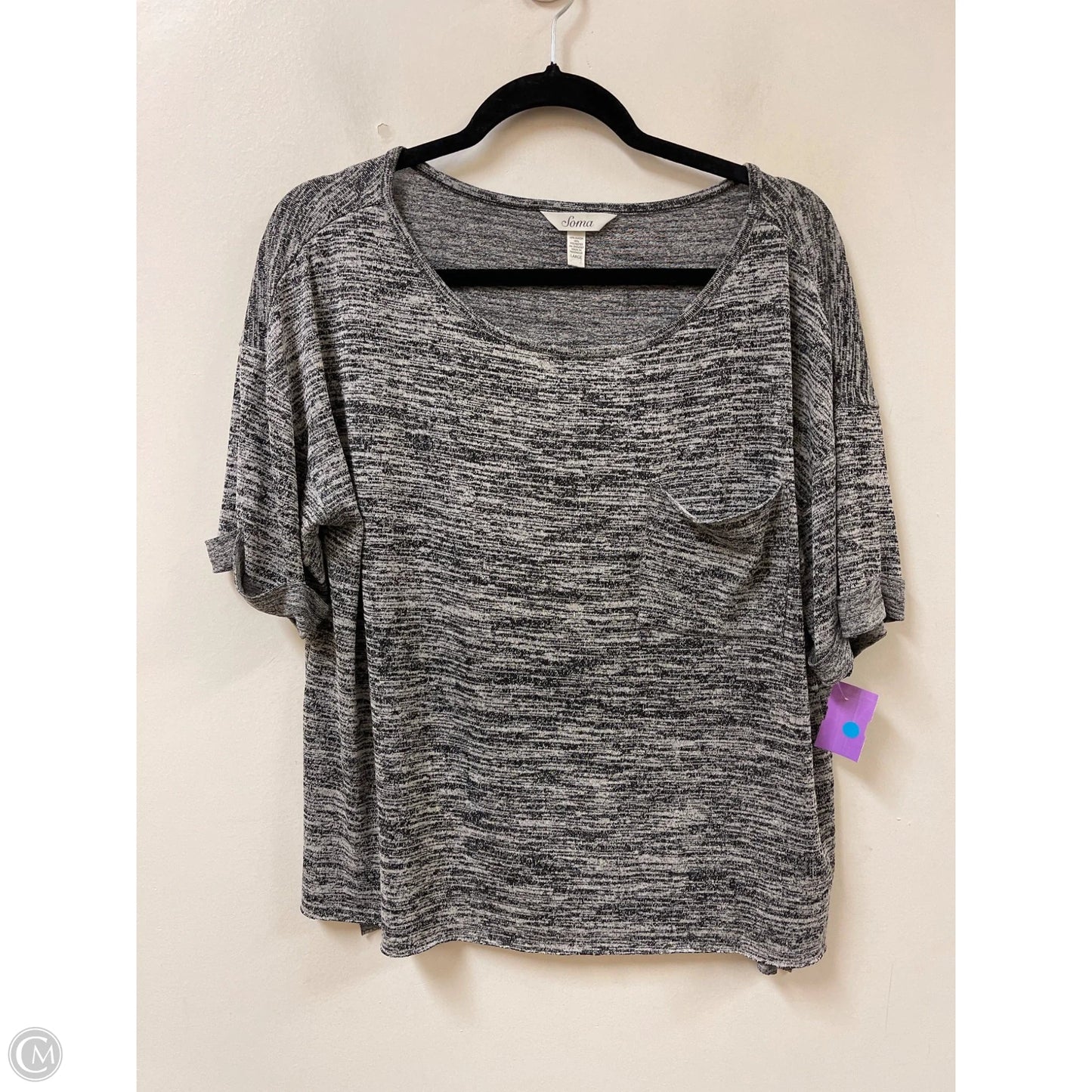 Top Short Sleeve By Soma In Grey, Size: L