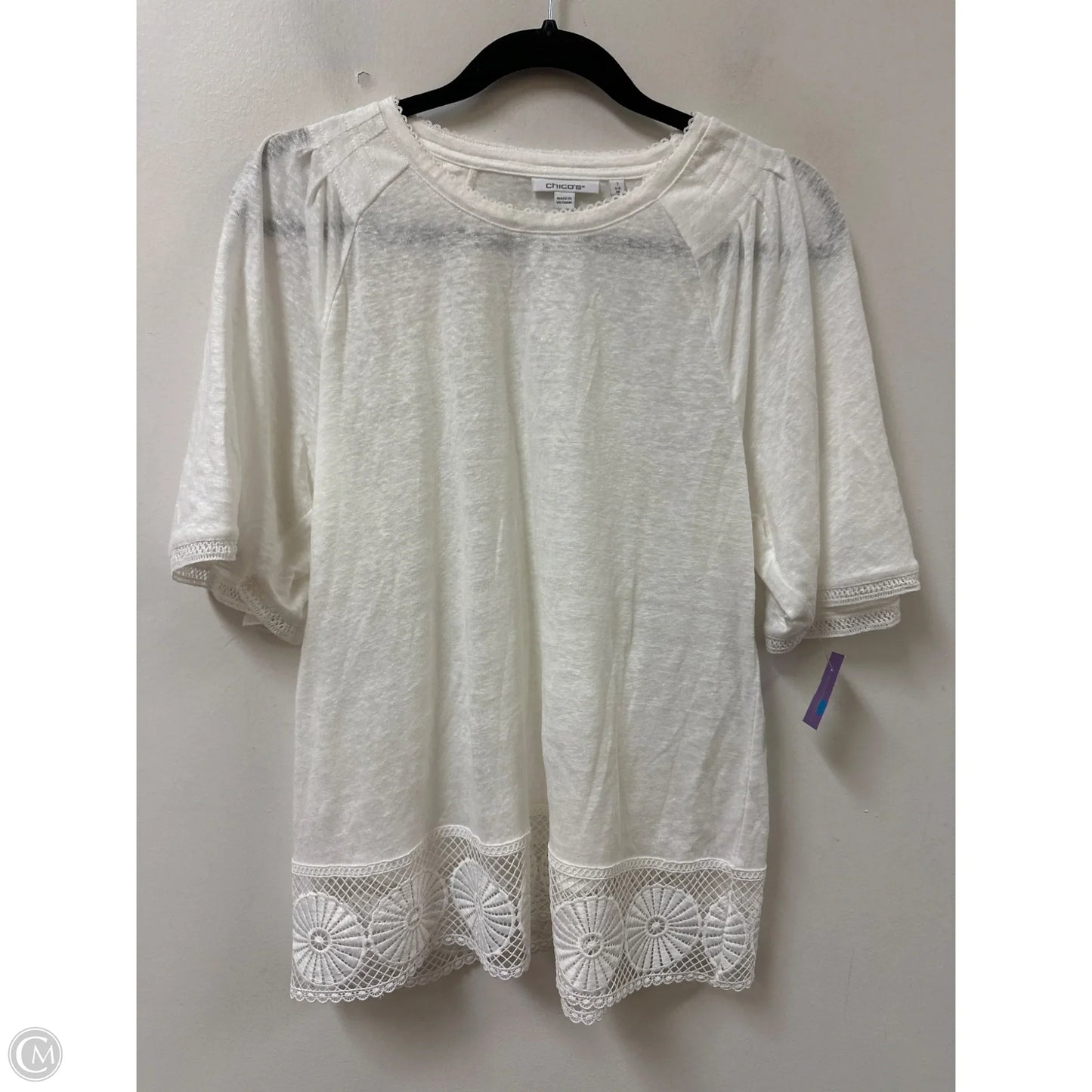Top Short Sleeve By Chicos In White, Size: M