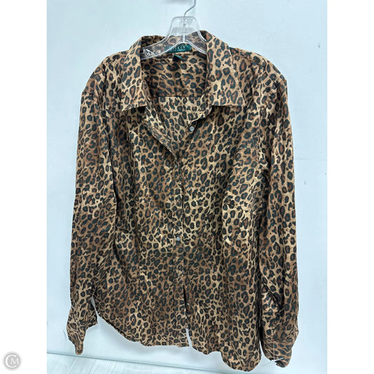 Top Long Sleeve By Lauren By Ralph Lauren In Animal Print, Size: 3x