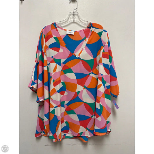 Top Short Sleeve By Adrienne In Multi-colored, Size: 1x
