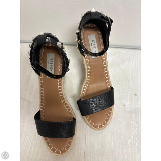 Sandals Heels Wedge By Steve Madden In Black, Size: 8