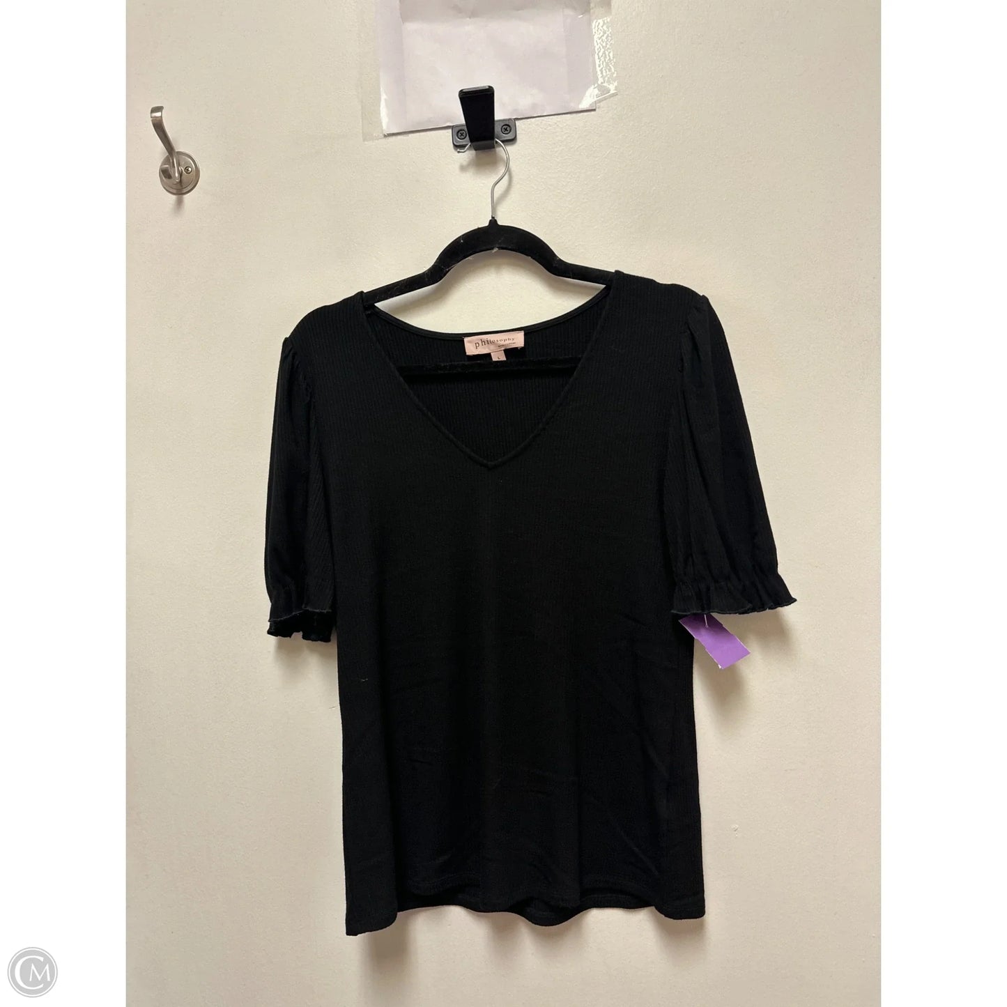 Top Short Sleeve By Philosophy In Black, Size: L