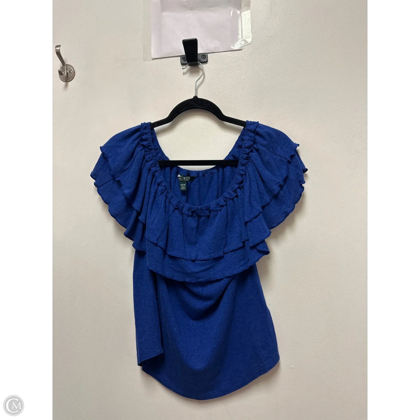 Top Short Sleeve By Lauren By Ralph Lauren In Blue, Size: Xs