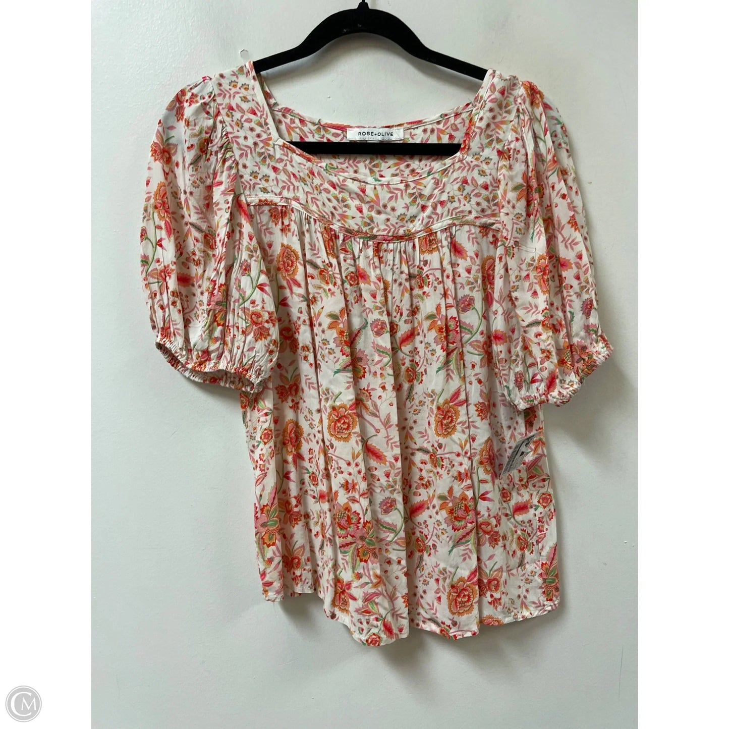 Top Short Sleeve By Rose And Olive In Green & Pink, Size: S