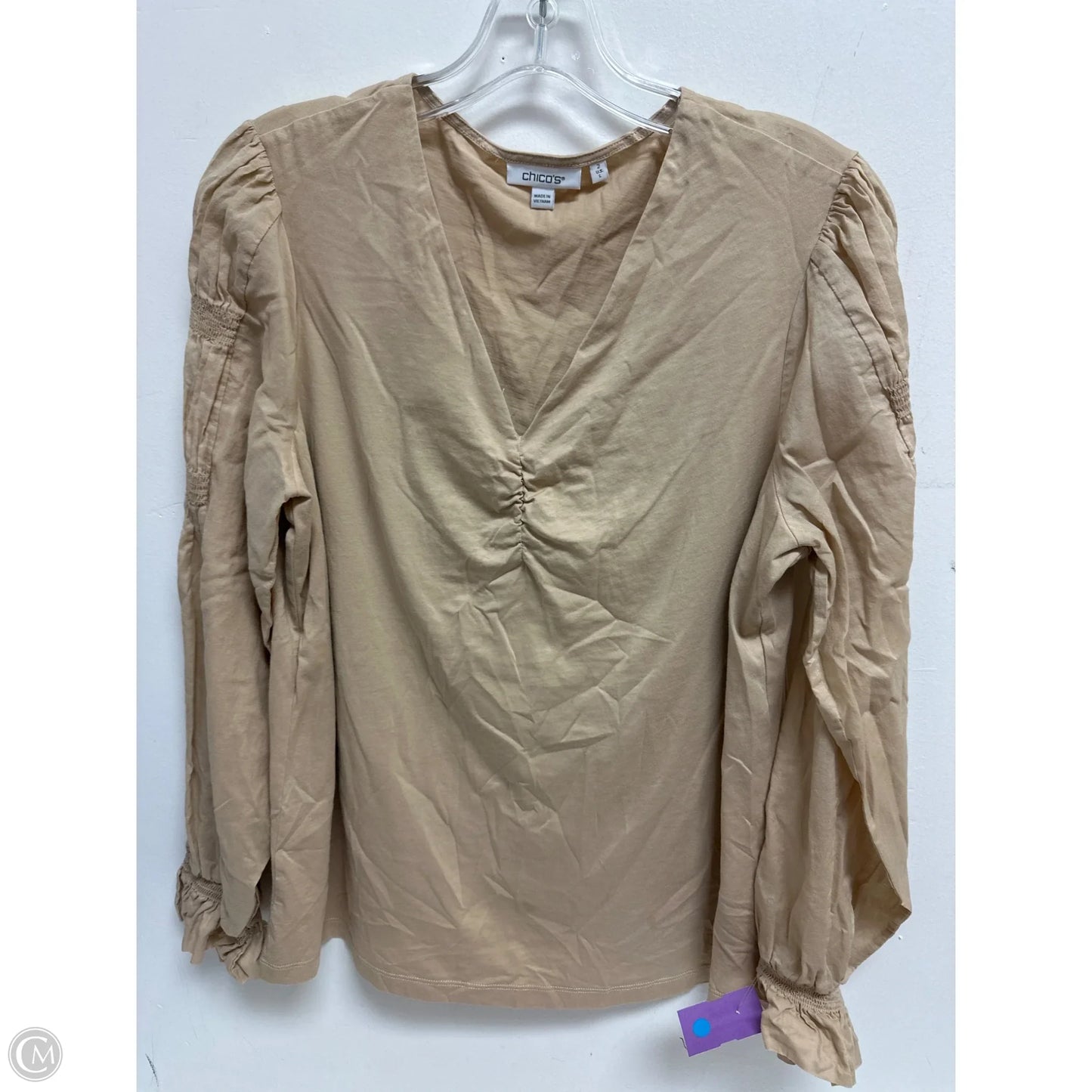 Top Long Sleeve By Chicos In Tan, Size: L