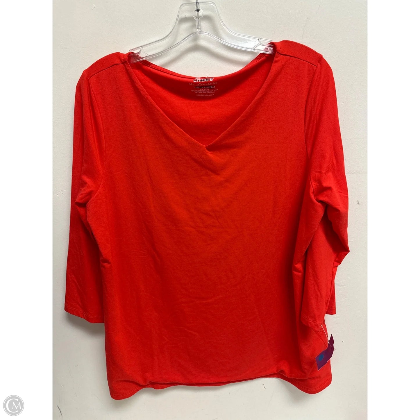 Top Long Sleeve Basic By Chicos In Orange, Size: L