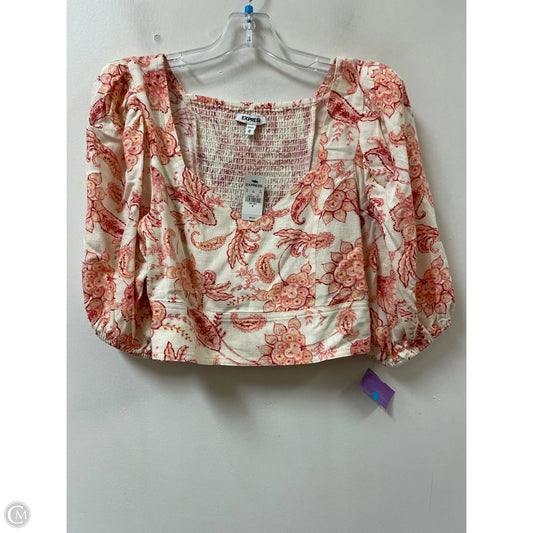 Blouse Short Sleeve By Express In Cream, Size: M