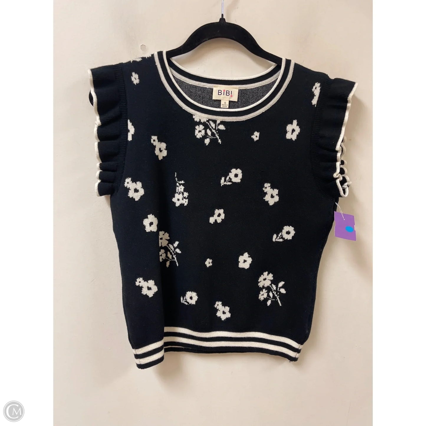 Sweater Short Sleeve By Bibi In Black, Size: S