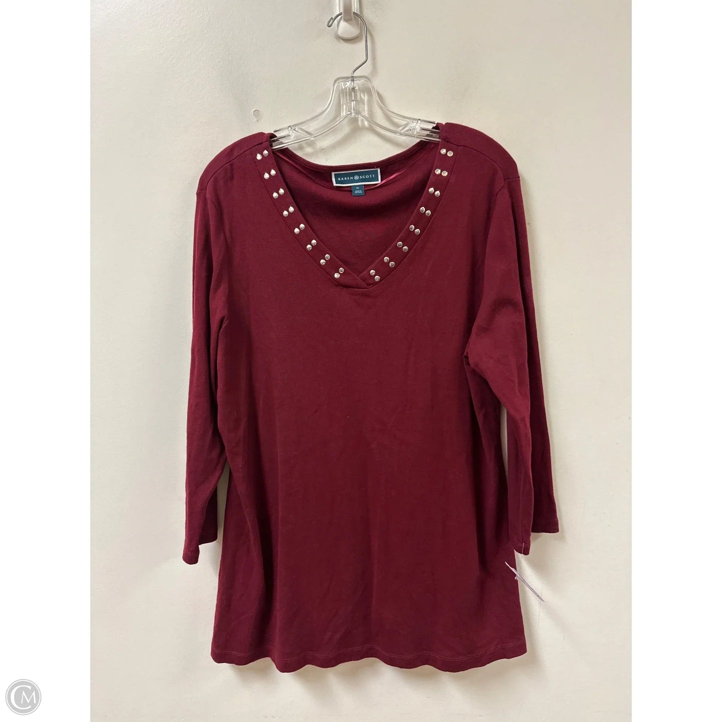 Top Long Sleeve By Karen Scott In Red, Size: L