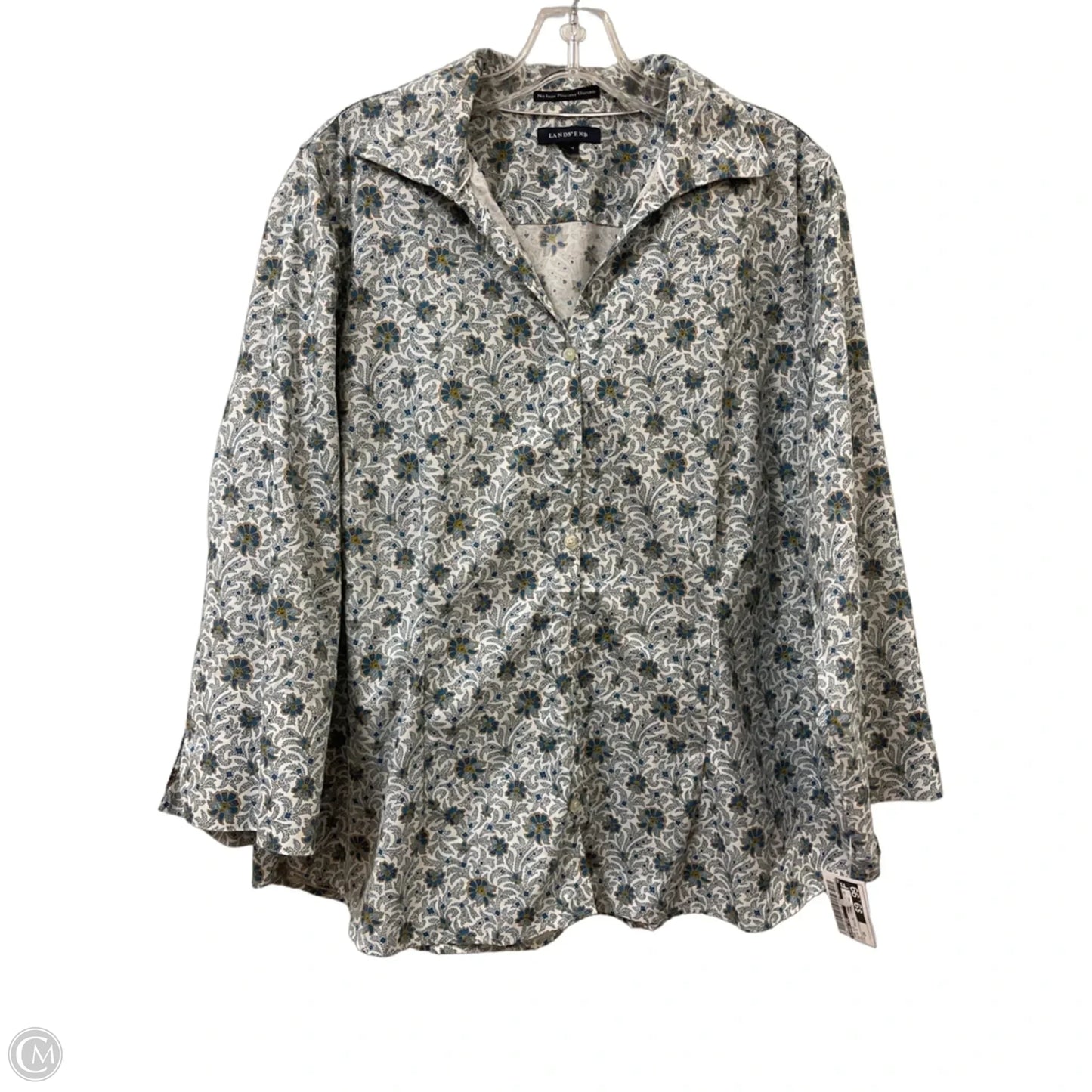 Top Long Sleeve By Lands End In Blue & Yellow, Size: 2x