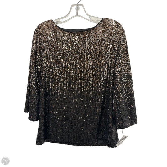 Blouse Long Sleeve By Chicos In Black & Gold, Size: S