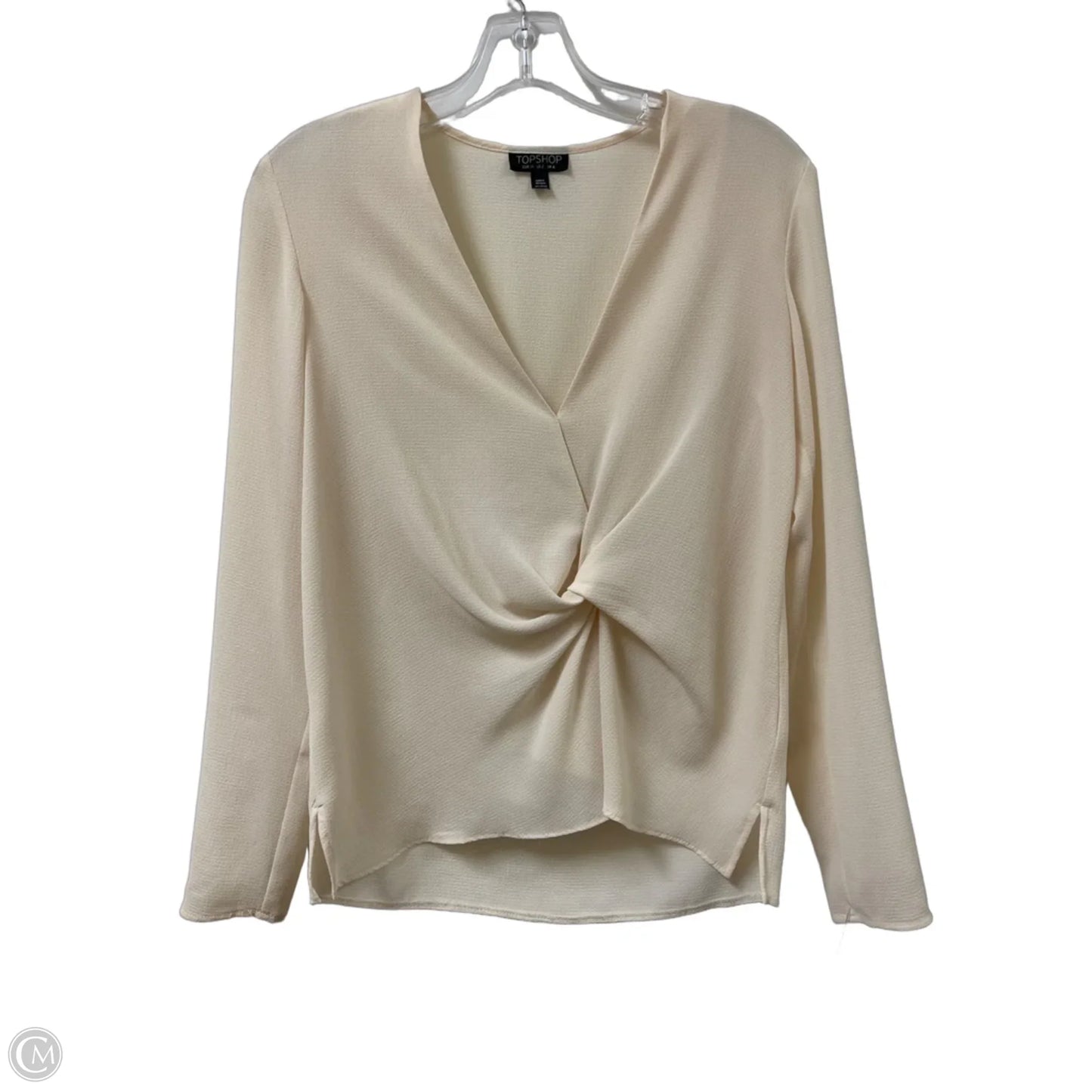 Top Long Sleeve By Top Shop In Cream, Size: Xs