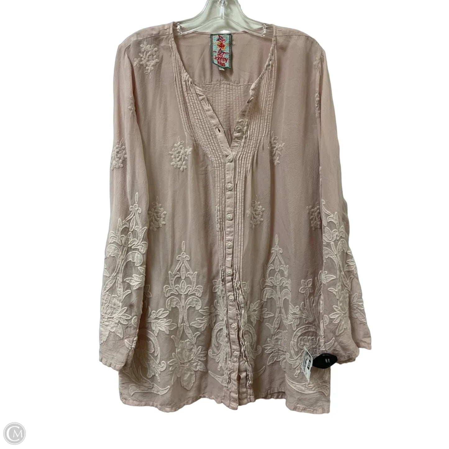 Blouse Designer By Johnny Was In Pink, Size: L