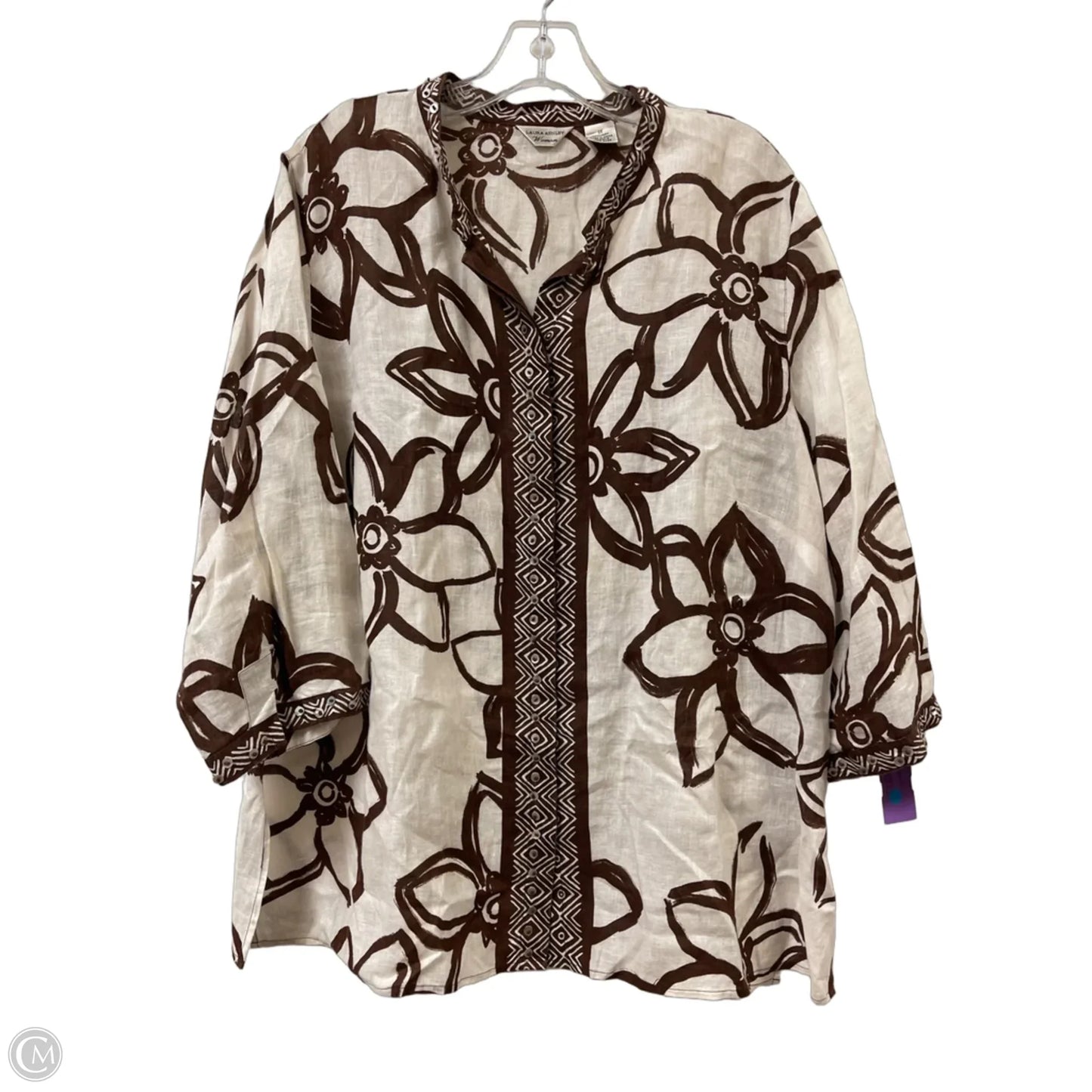 Blouse Long Sleeve By Laura Ashley In Brown, Size: 2x