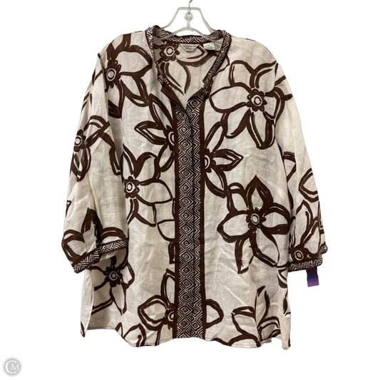 Blouse Long Sleeve By Laura Ashley In Brown, Size: 2x