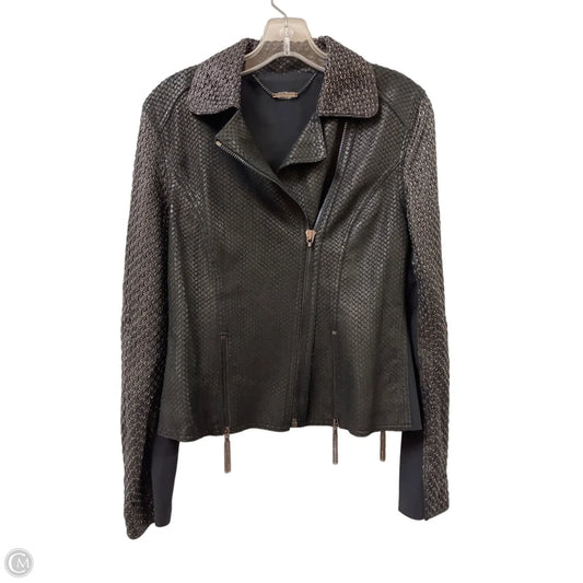 Jacket Moto Leather By Elie Tahari In Black, Size: L