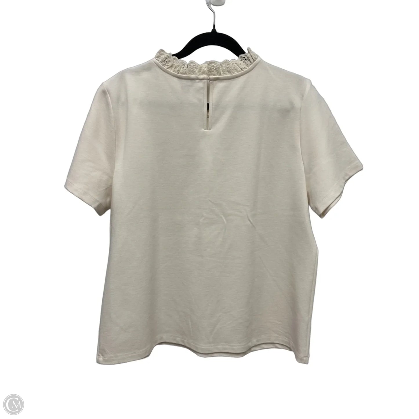 Blouse Short Sleeve By Ann Taylor In Cream, Size: L