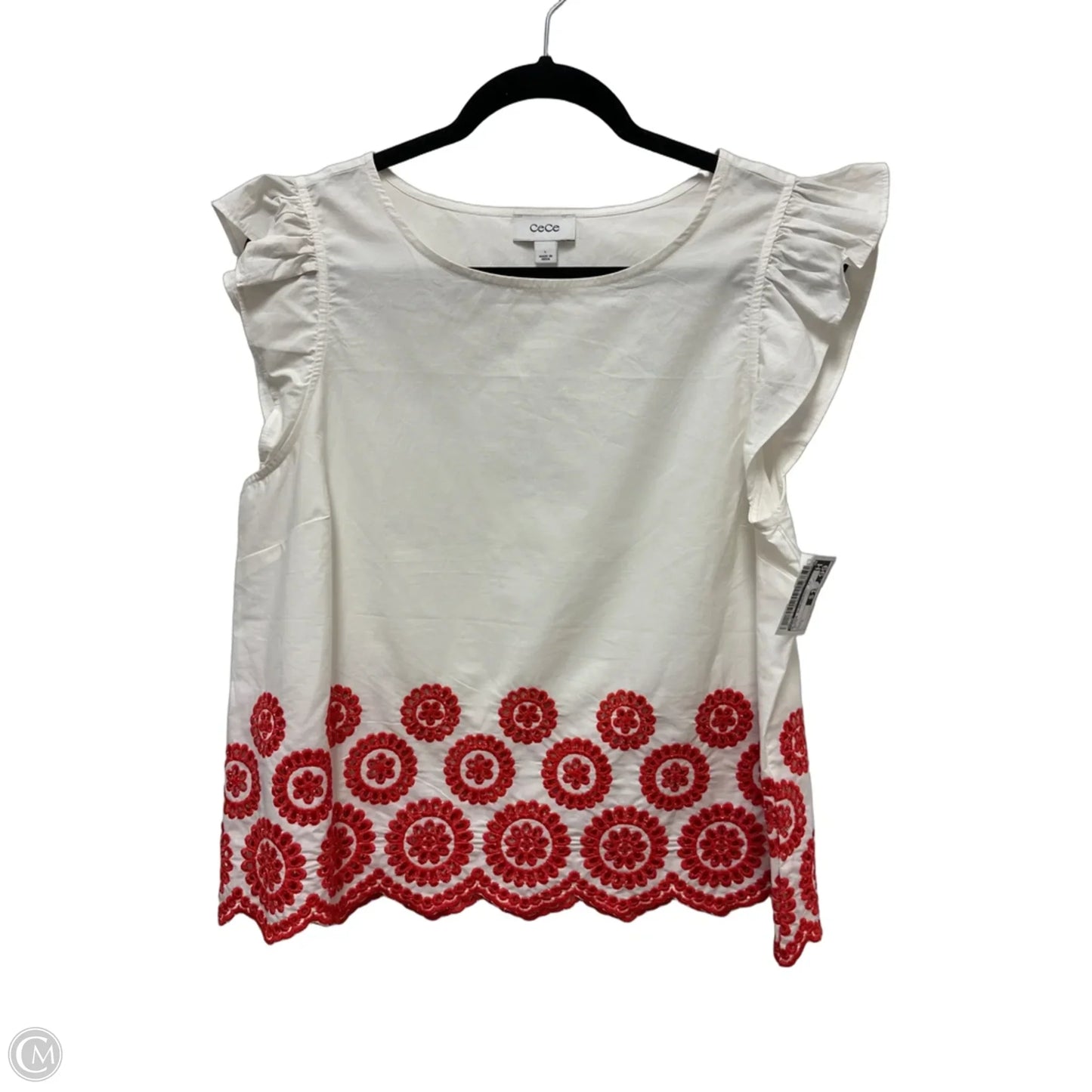 Blouse Sleeveless By Cece In White, Size: L
