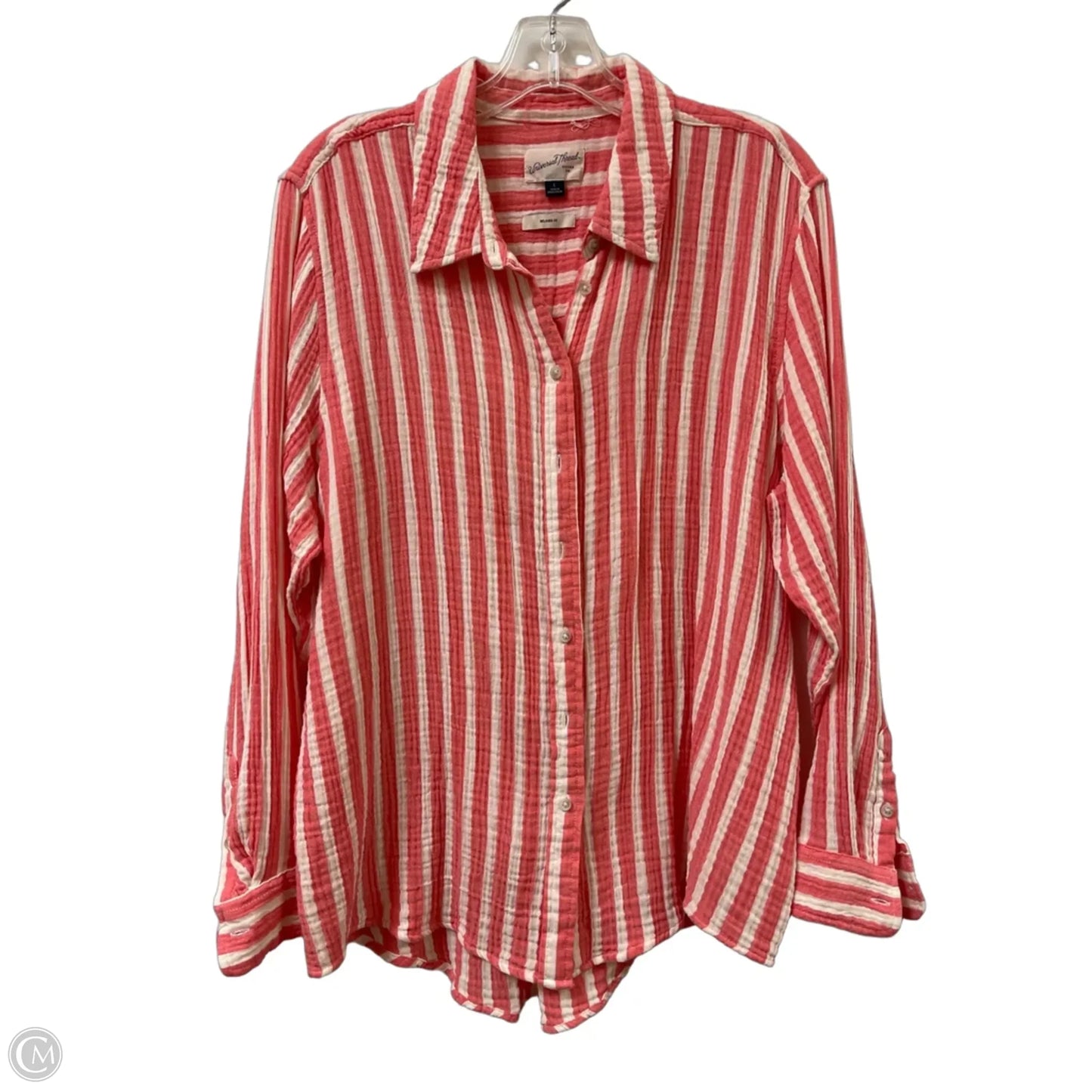 Top Long Sleeve By Universal Thread In Cream & Red, Size: L