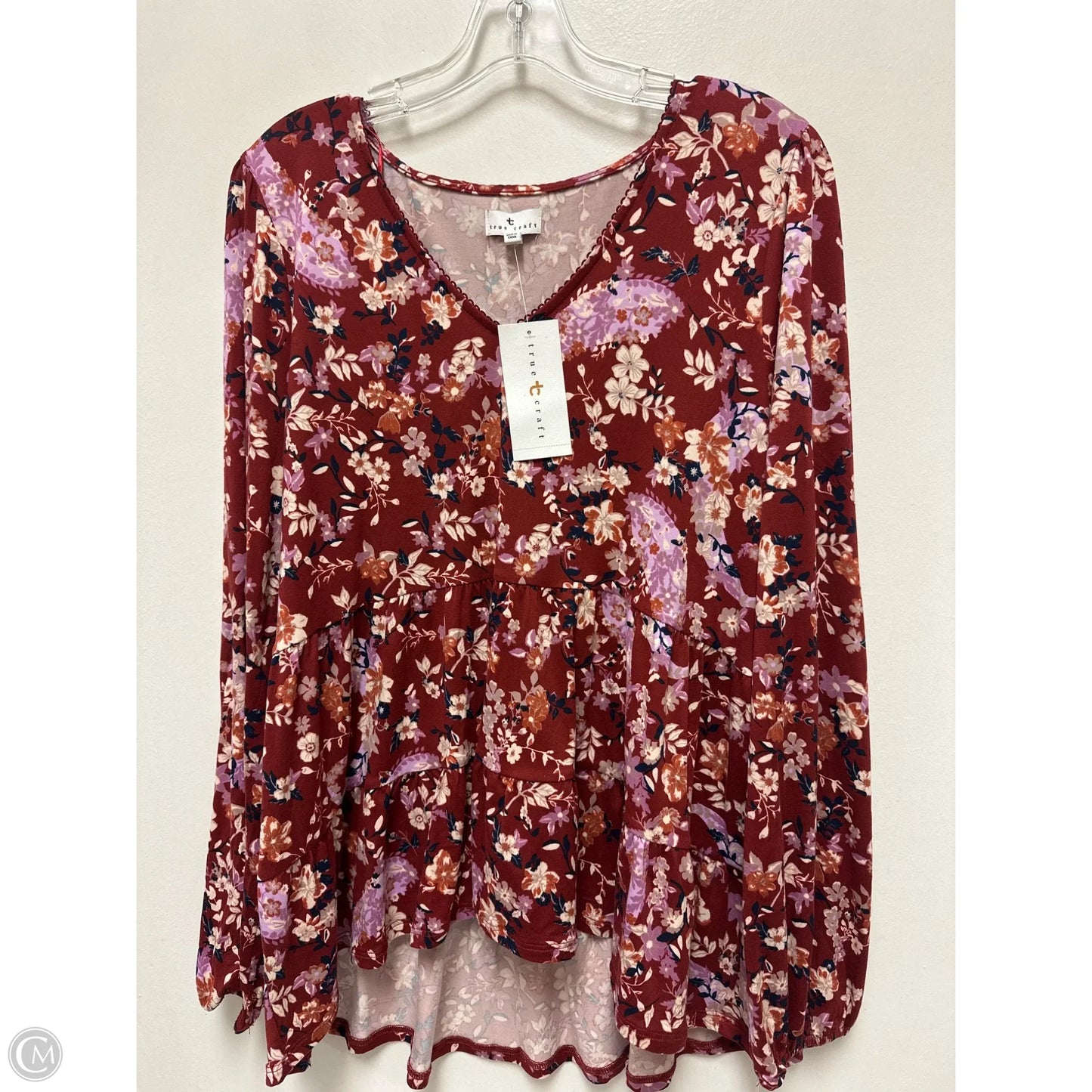 Top Long Sleeve By True Craft In Red, Size: Xl
