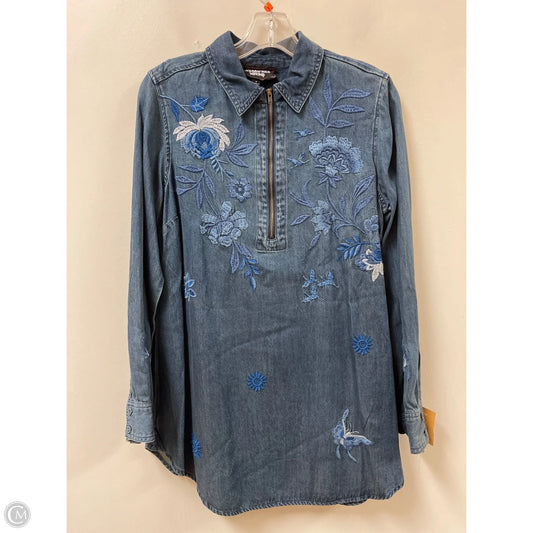 Tunic Long Sleeve By Johnny Was In Blue Denim, Size: S