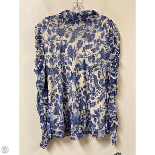 Top Long Sleeve By Susan Graver In Blue & White, Size: S