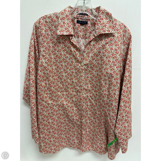 Blouse Long Sleeve By Lands End In Floral Print, Size: 2x