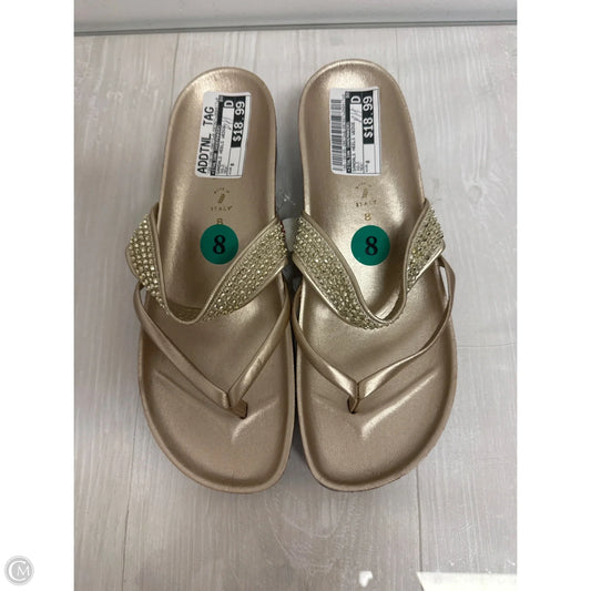 Sandals Heels Wedge By Italian Shoemakers In Gold, Size: 8