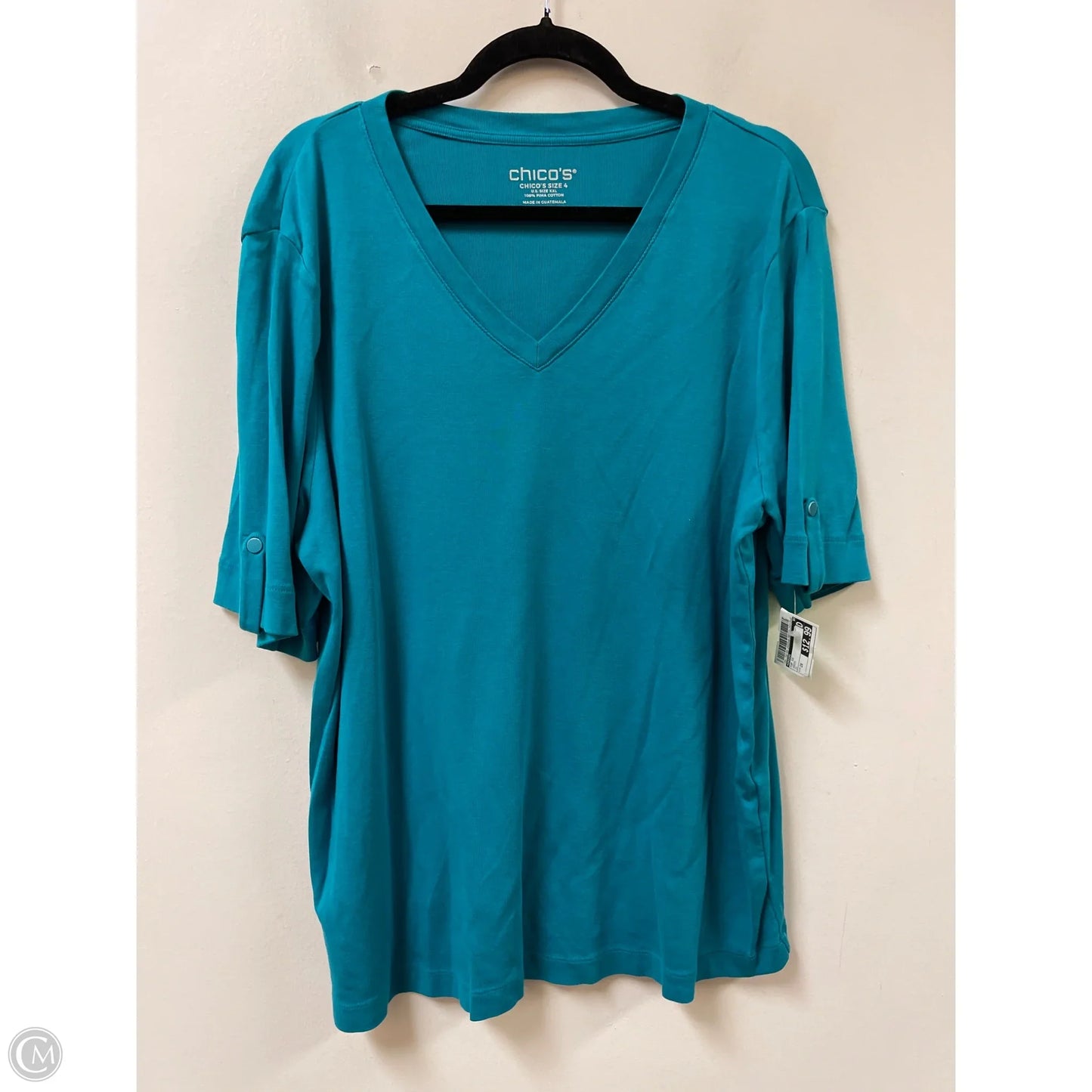 Top Short Sleeve By Chicos In Green, Size: 2x