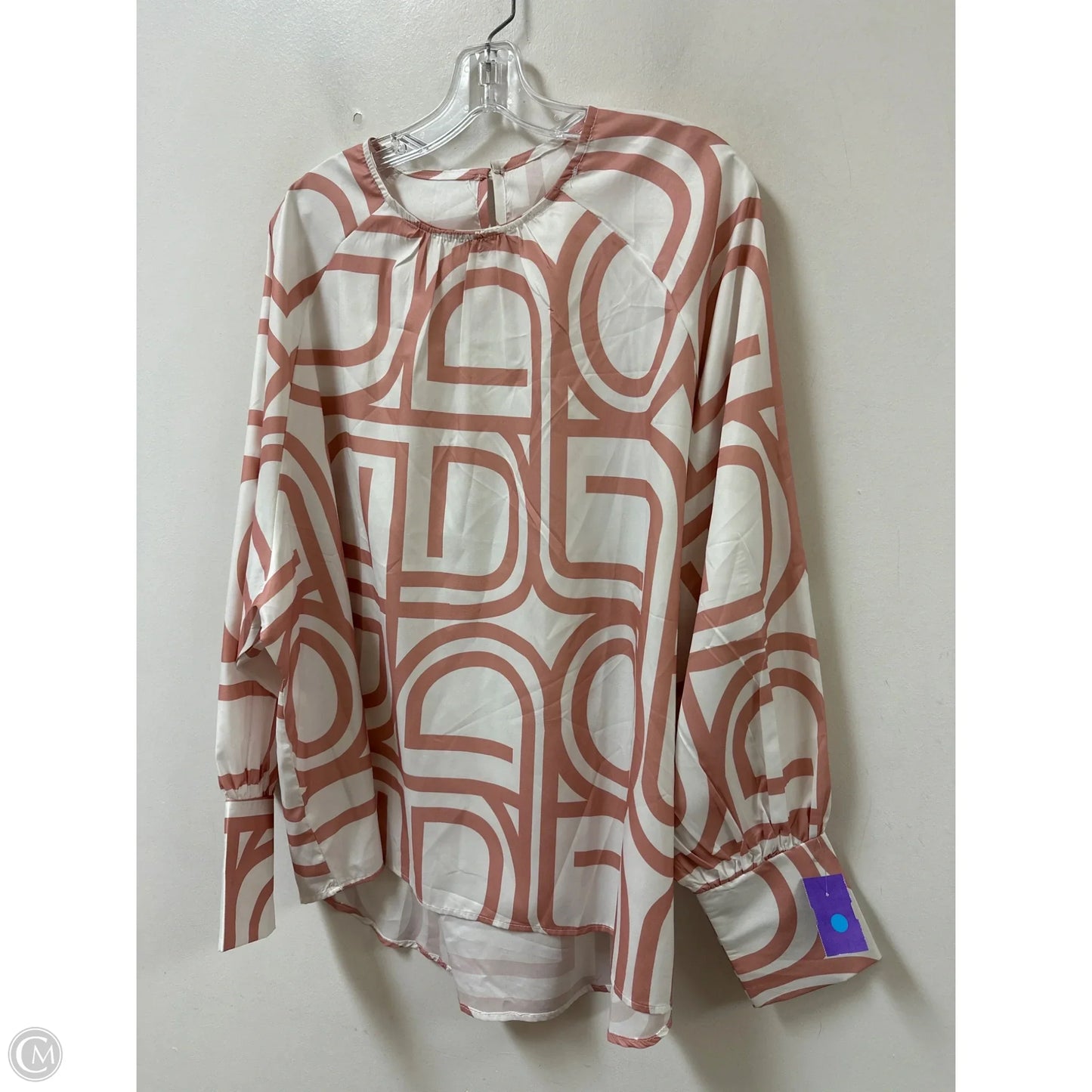 Top Long Sleeve By Clothes Mentor In Pink & White, Size: Xl