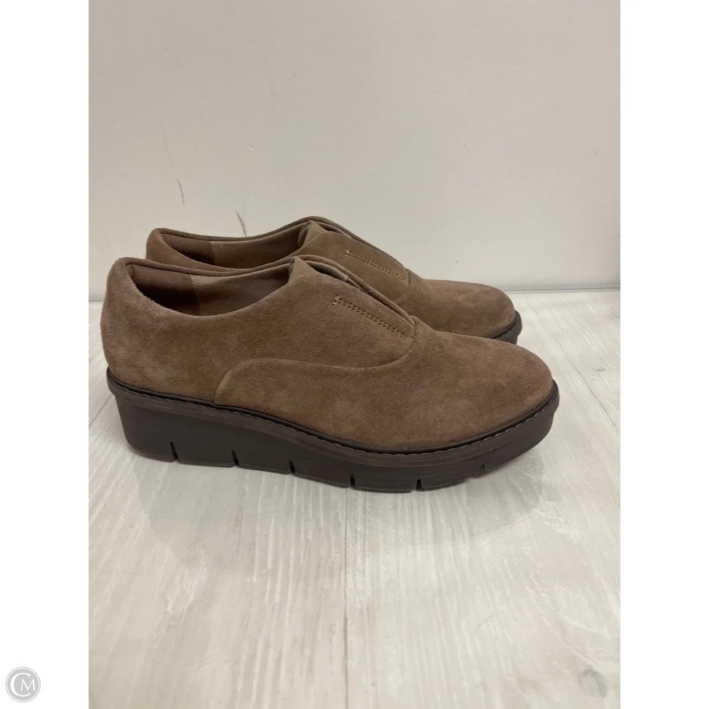 Shoes Heels Wedge By Clarks In Bronze, Size: 8.5