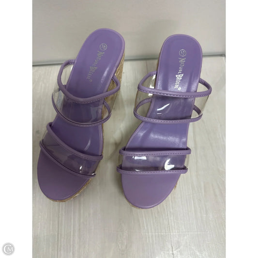 Sandals Heels Wedge By Nature Breeze In Purple, Size: 10