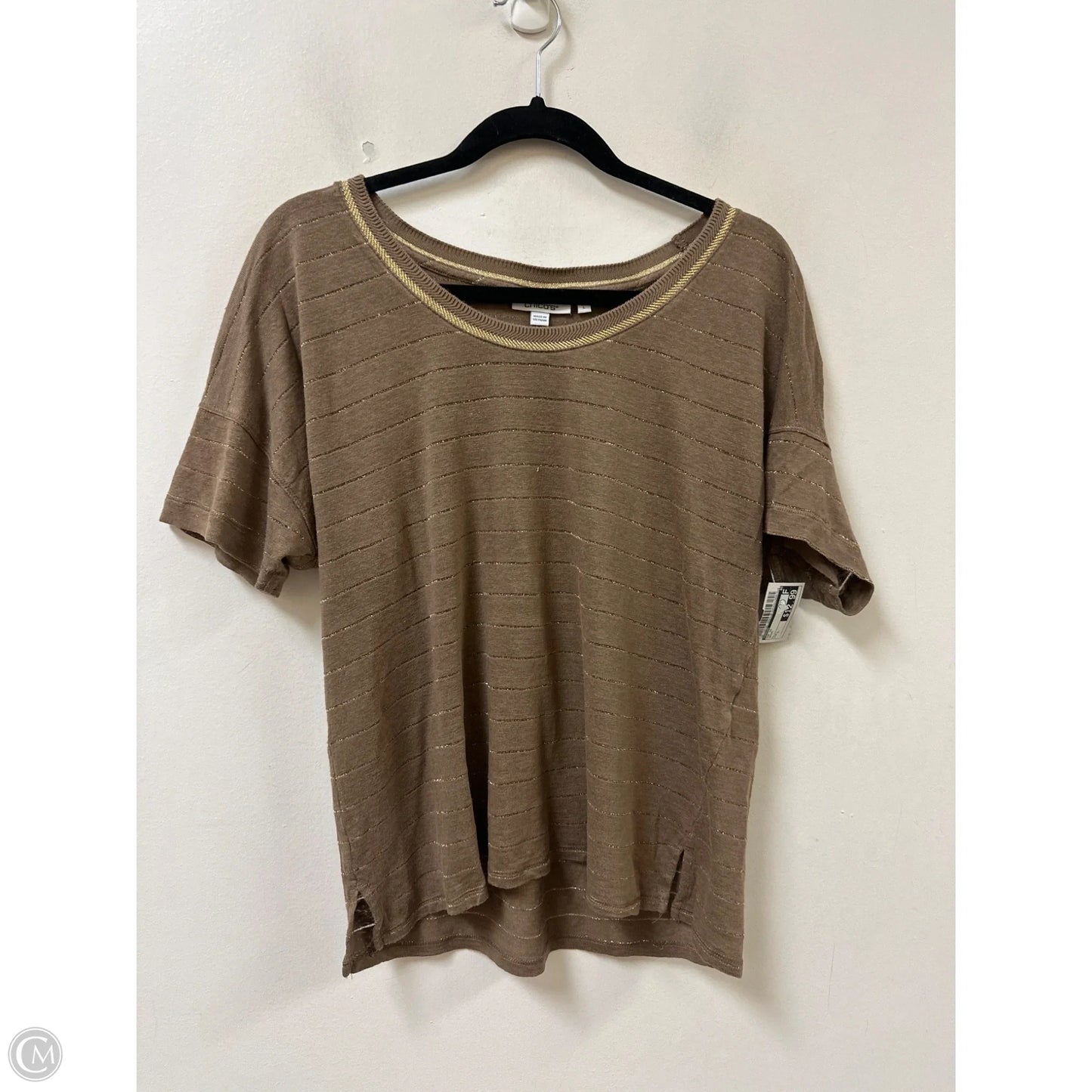 Top Short Sleeve By Chicos In Brown, Size: L