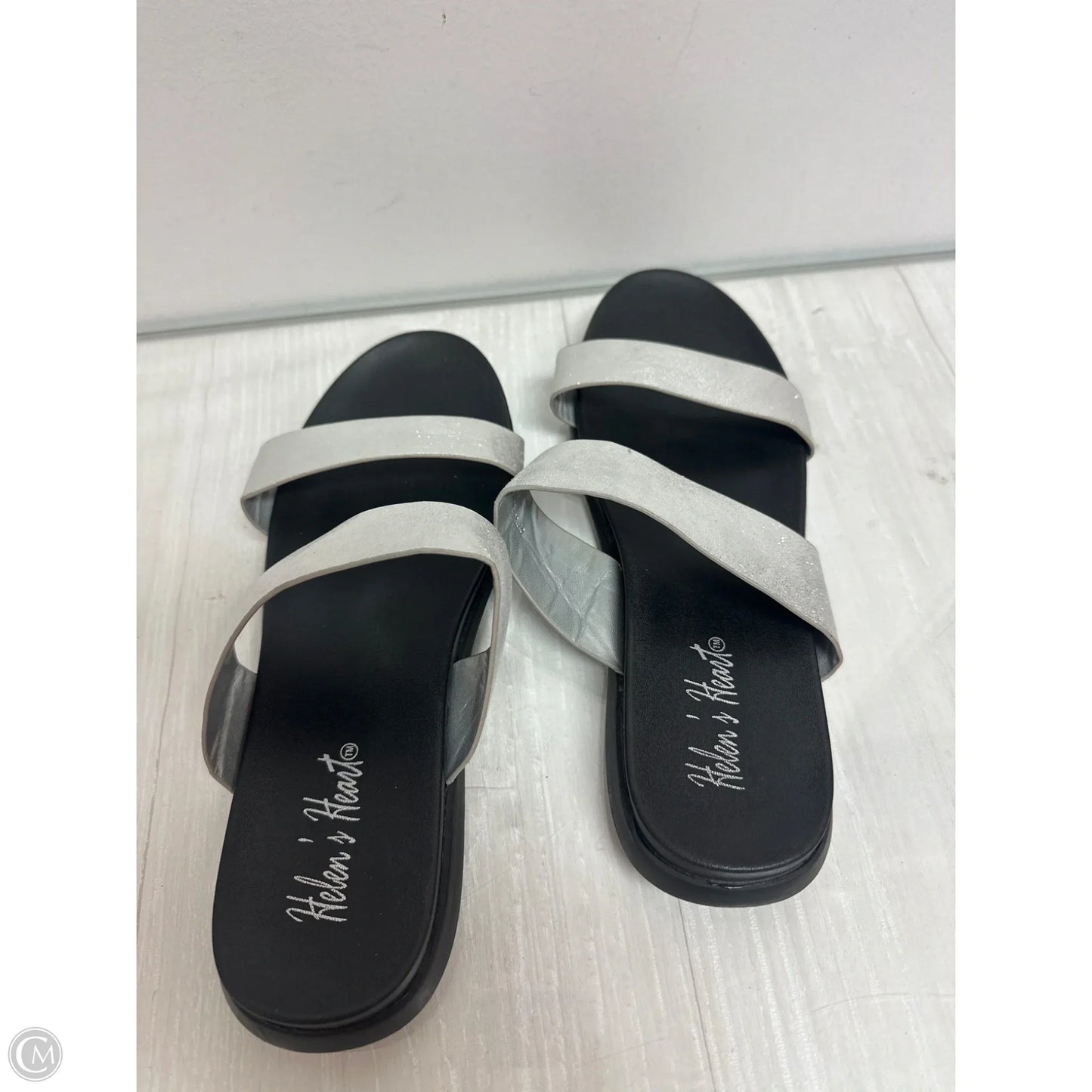 Sandals Flats By Clothes Mentor In Silver, Size: 10