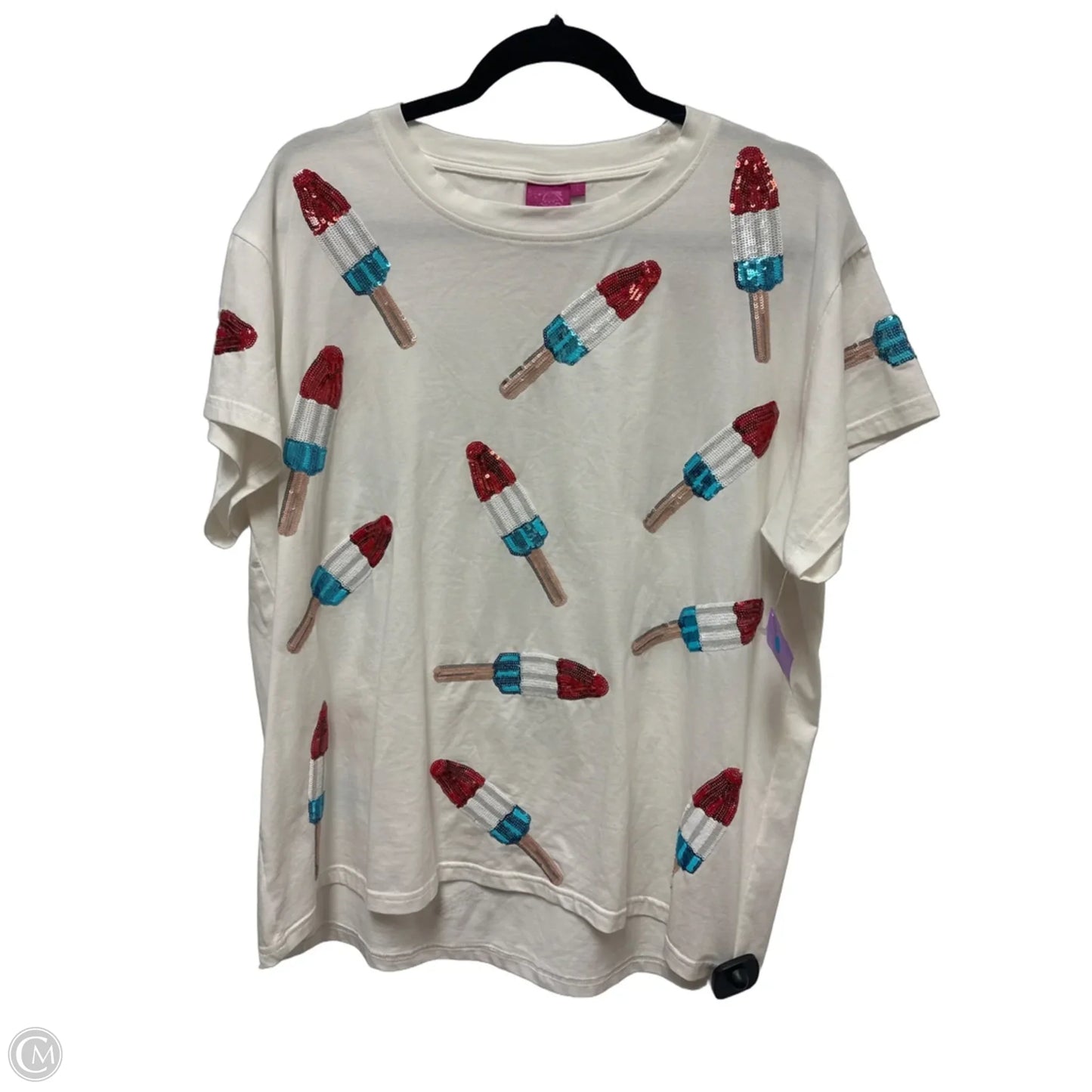 Top Short Sleeve By Cmc In White, Size: L