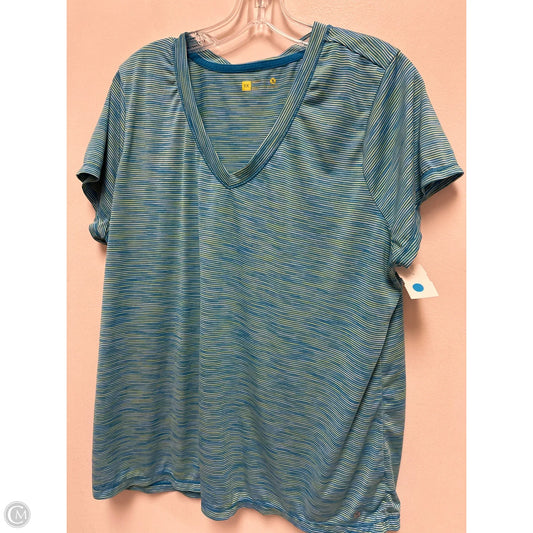 Athletic Top Short Sleeve By Xersion In Blue & Yellow, Size: 1x