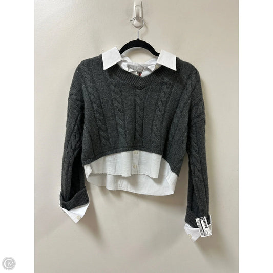 Sweater By Pilcro In Grey & White, Size: Xs