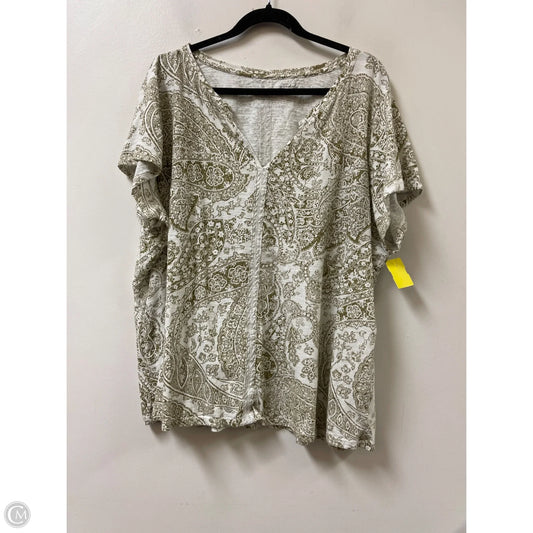 Top Short Sleeve By Wonderly In Green & White, Size: 4x