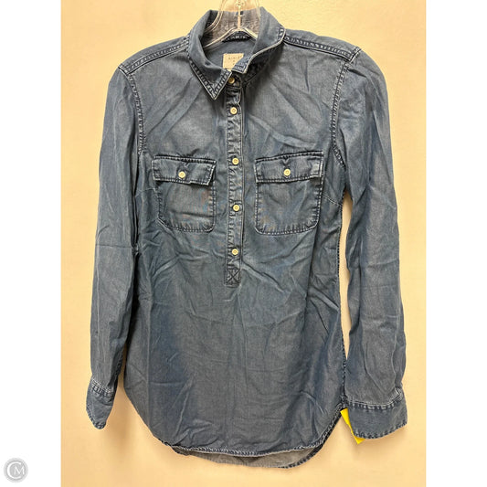 Blouse Long Sleeve By A New Day In Blue Denim, Size: Xs