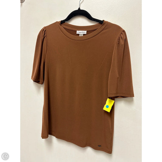 Top Short Sleeve By Calvin Klein In Brown, Size: M