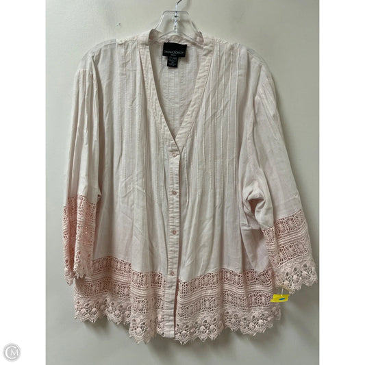 Blouse Long Sleeve By Cynthia Rowley In Pink, Size: 3x